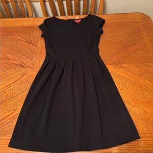 Elle Womens Black Textured Cap Sleeve Fit Flare Knee Length Dress XS